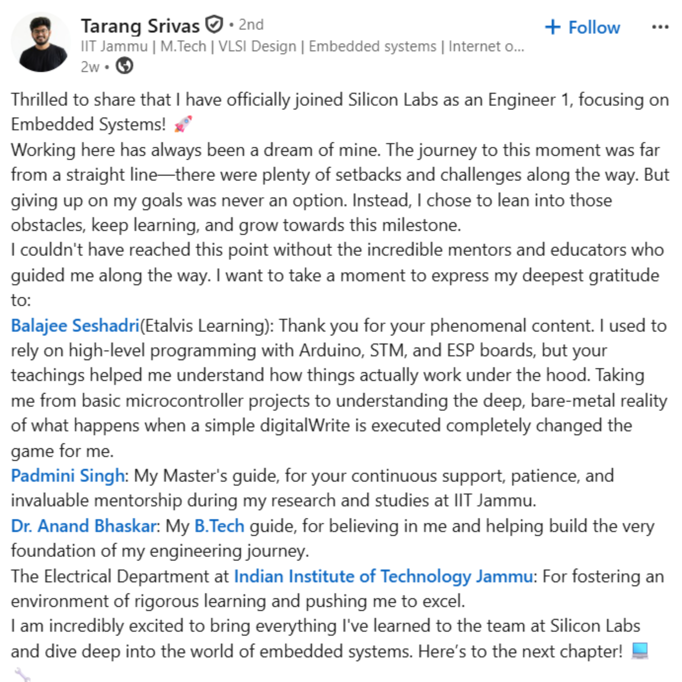 Tarang Srivas LinkedIn course review